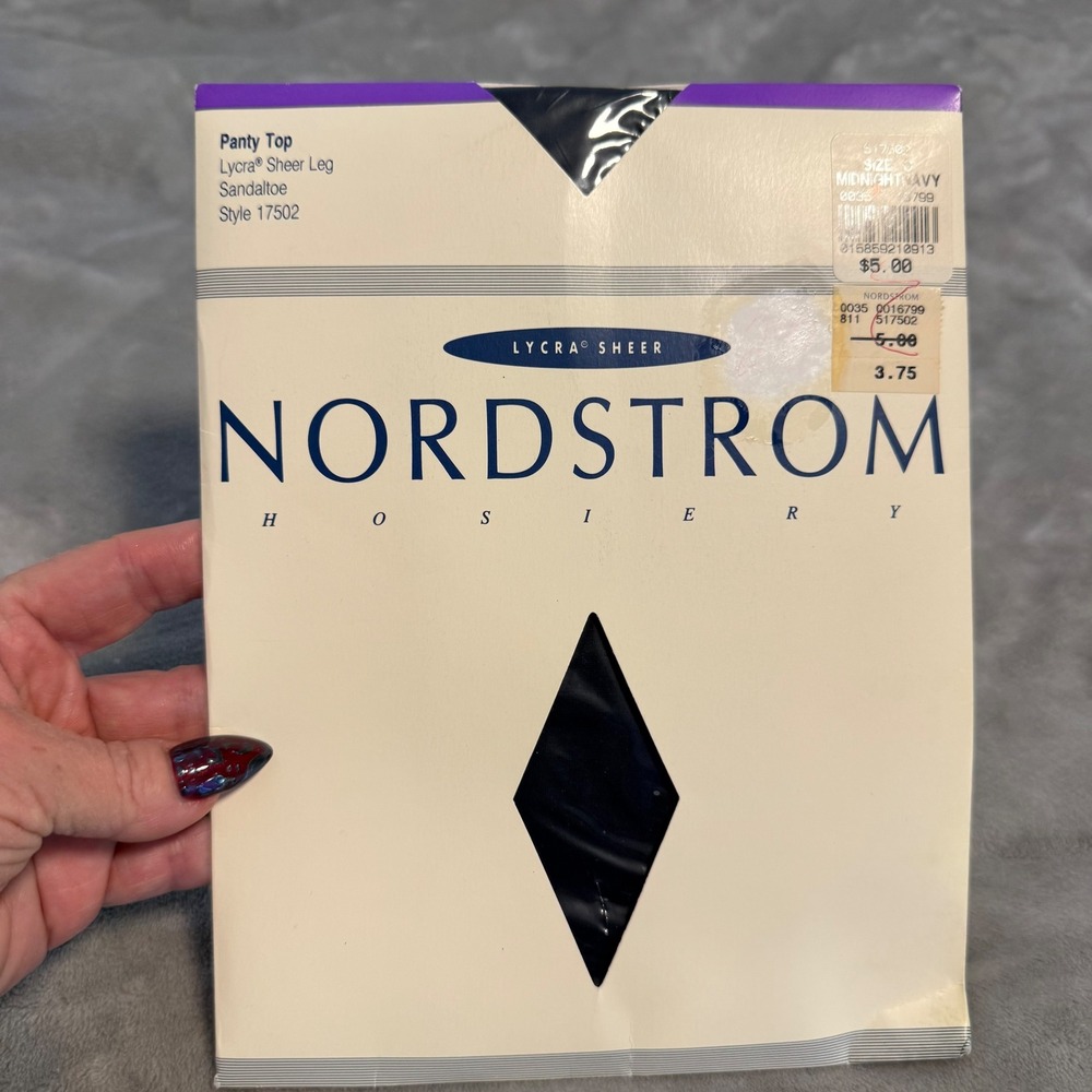Vintage Nordstrom Lycra Sheer Pantyhose Sandaltoe CD Midnight‎ Navy Size C